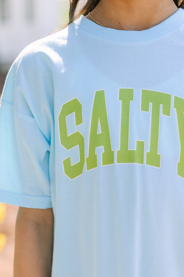 Girls: Salty Blue Oversized Graphic Tee