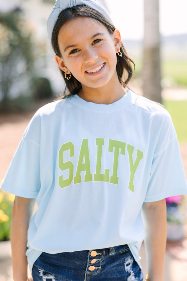 Girls: Salty Blue Oversized Graphic Tee