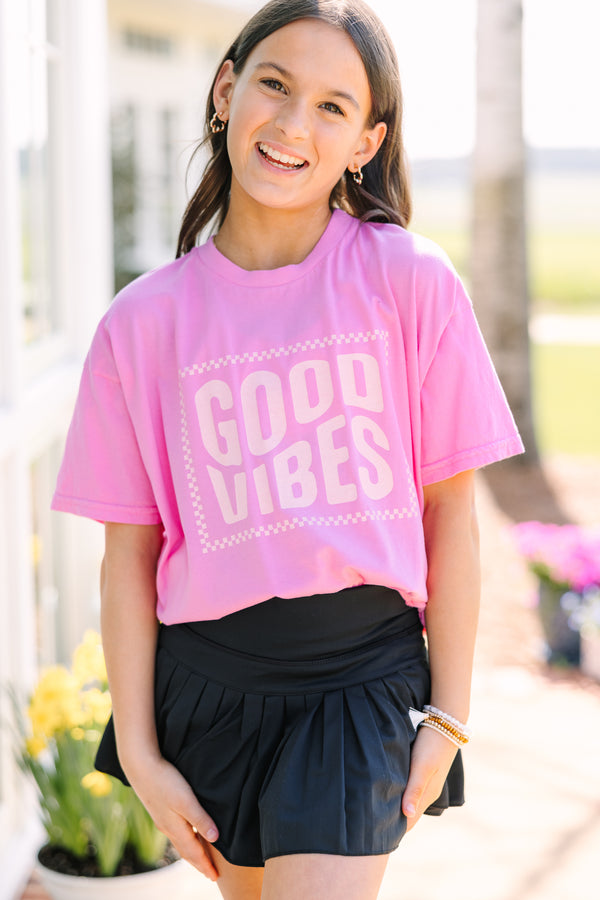 Girls: Good Vibes Only Pink Graphic Tee