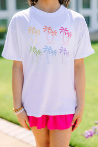 Girls: Palms Away White Graphic Tee