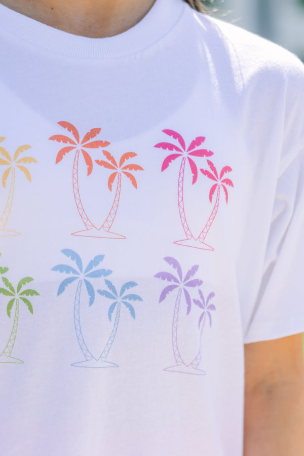 Girls: Palms Away White Graphic Tee