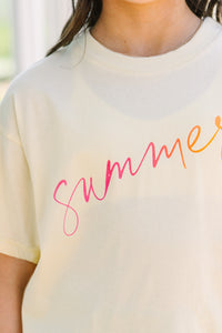 Girls: Sweet Summer Yellow Oversized Graphic Tee