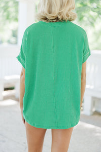Catch On Kelly Green Ribbed Top