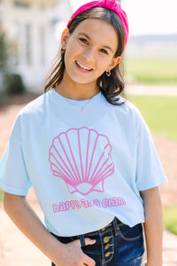 Girls: Happy As A Clam Blue Graphic Tee