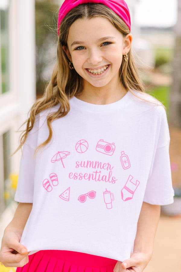 Girls: Summer Essentials White Oversized Graphic Tee