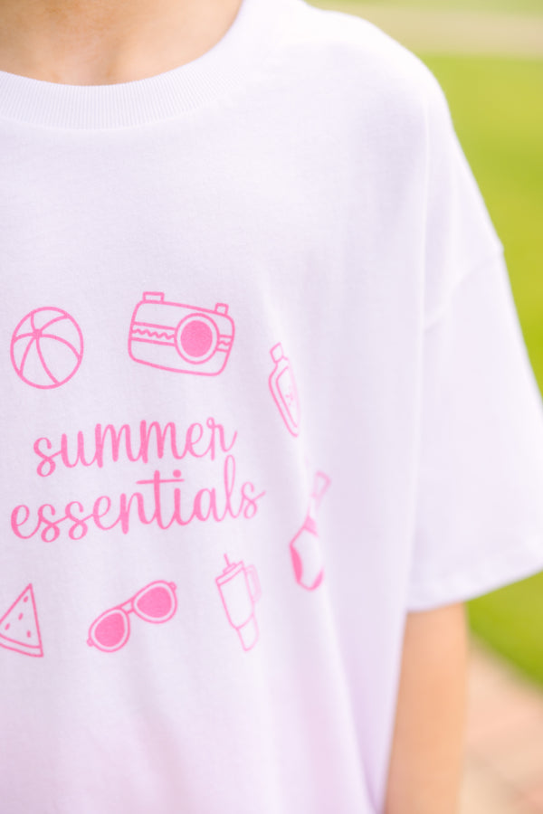 Girls: Summer Essentials White Oversized Graphic Tee