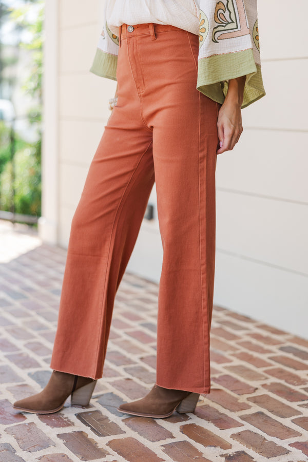 Going Strong Rust Orange Cropped Jeans