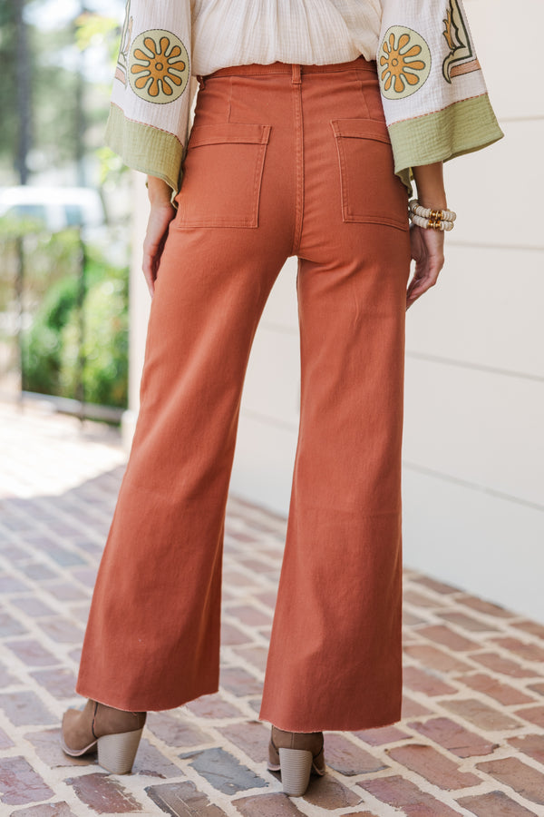 Going Strong Rust Orange Cropped Jeans