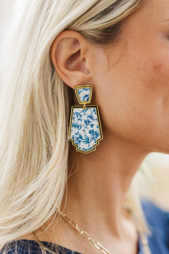 Toile and Palm Drop Earrings main image 1