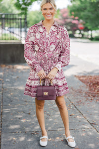 Sweet New Day Sangria Red Floral Dress