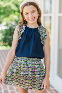 Girls: Based On Truth Green Medallion Tiered Skort