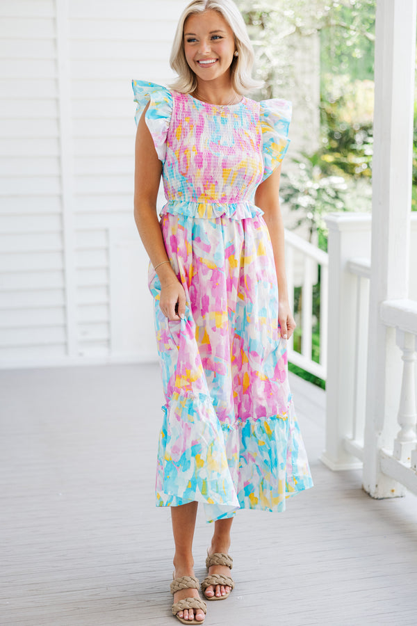 Face The Day Pink Abstract Maxi Dress – Shop the Mint