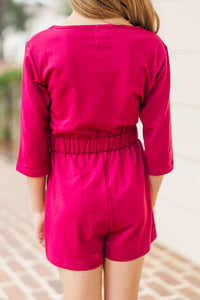 Girls: The Poolside Burgundy Red Romper