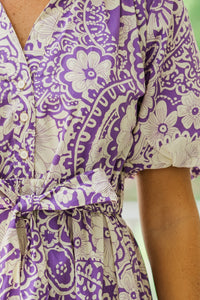 There You Go Lavender Purple Floral Midi Dress