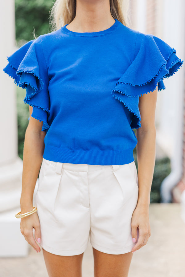 My Kind Of Love Blue Pompom Sweater