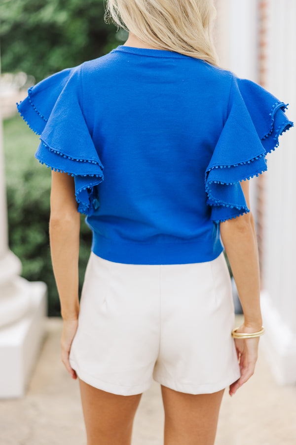 My Kind Of Love Blue Pompom Sweater