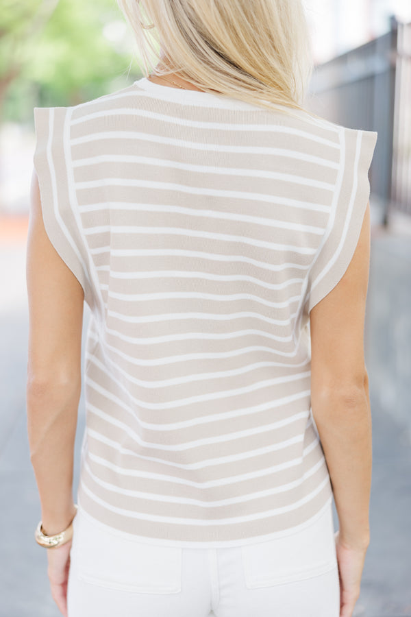 Taupe Stripe Knit Top main image 1