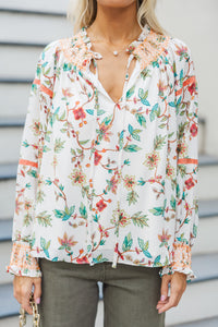 You Know Best Ivory White Floral Blouse