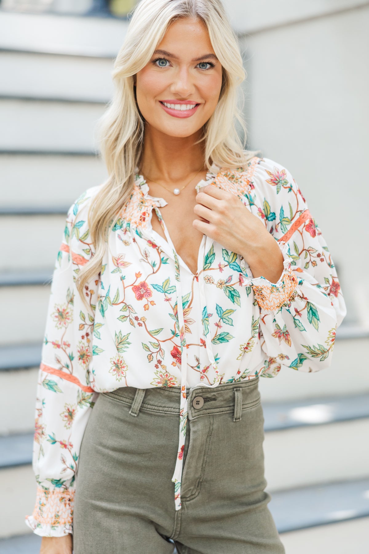 White Floral Blouse main image 1