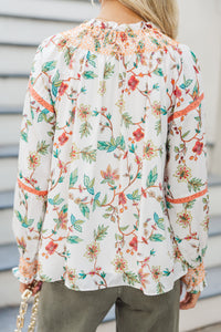 You Know Best Ivory White Floral Blouse