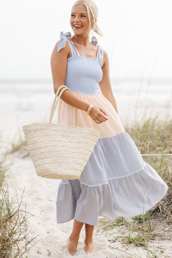 Love You Dearly Chambray Blue Colorblock Maxi Dress Shop the Mint Love You Dearly Chambray Blue Colorblock Maxi Dress Shop the Mint