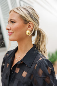 gold earrings, gold studs, boutique accessories