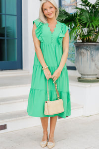 green midi dresses, scalloped midi dresses, classic midi dresses, shop the mint