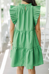 Tell It All Green Ruffled Dress