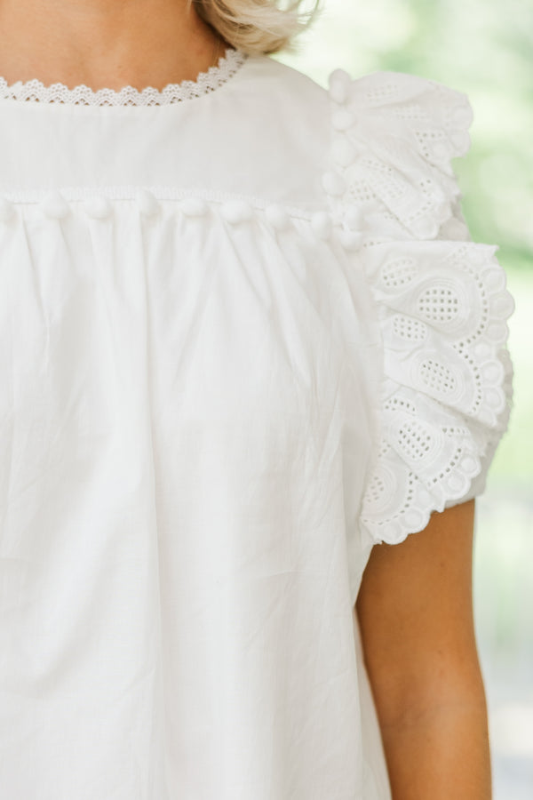 Give Us Joy White Lace Blouse