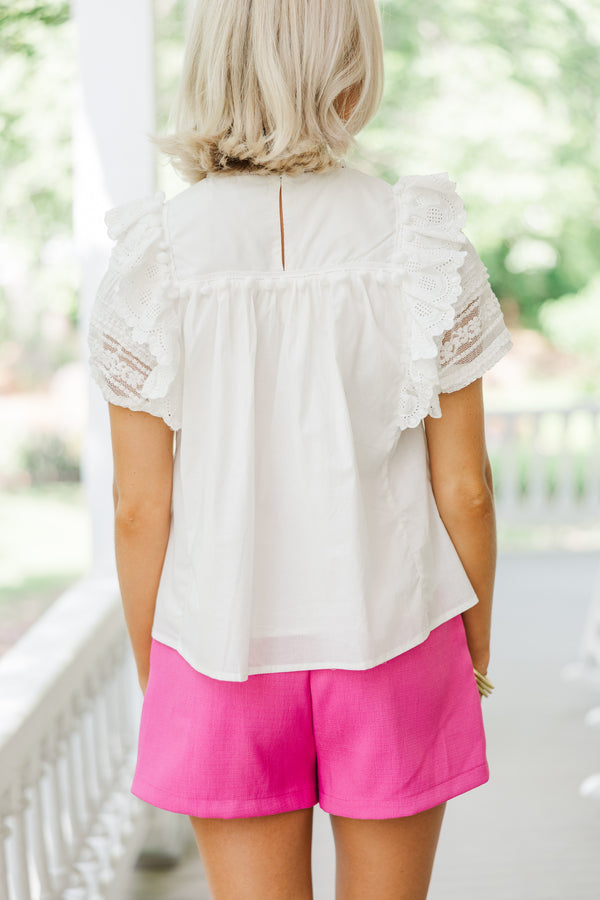 Give Us Joy White Lace Blouse