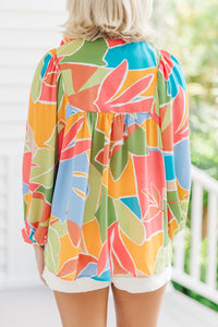 abstract blouses, bold blouses, colorful blouses, shop the mint