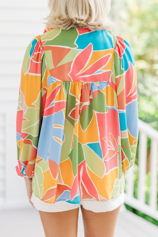 abstract blouses, bold blouses, colorful blouses, shop the mint