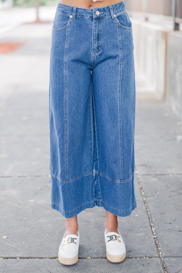MEDIUM WASH WIDE LEG JEANS - INSEAM 78CM