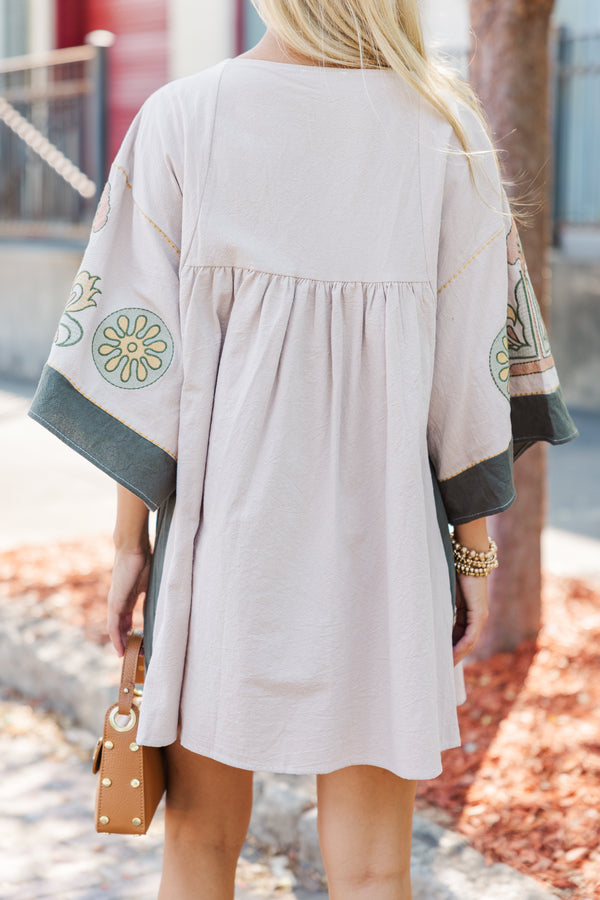 Just My Type Beige Floral Embroidery Babydoll Dress Shop the Mint Just My Type Beige Floral Embroidery Babydoll Dress Shop the Mint
