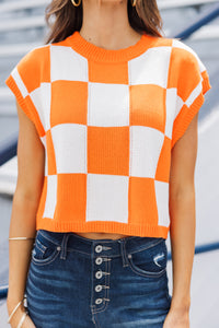 Sing Along Orange Checkered Sweater