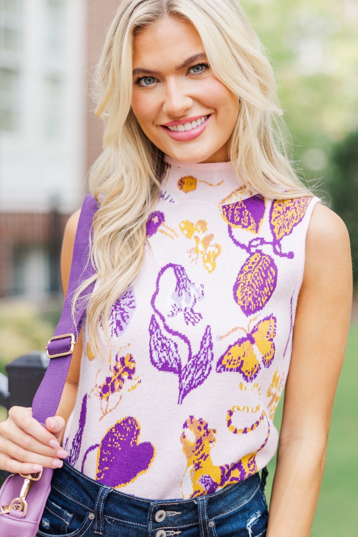 Purple sleeveless sweater store