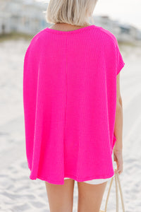 Just The Thing Fuchsia Pink Ribbed Top