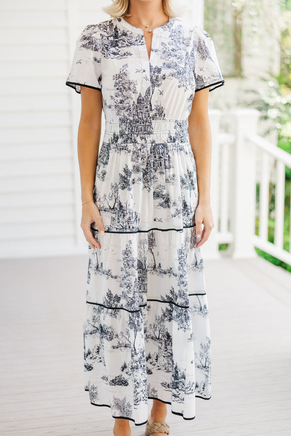 Share Your Happiness Black Toile Maxi Dress