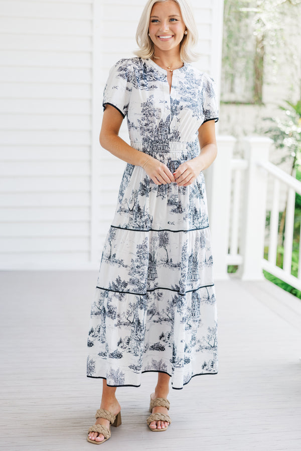 Share Your Happiness Black Toile Maxi Dress