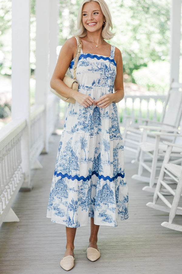 In Pursuit Blue Toile Midi Dress Shop the Mint In Pursuit Blue Toile Midi Dress Shop the Mint