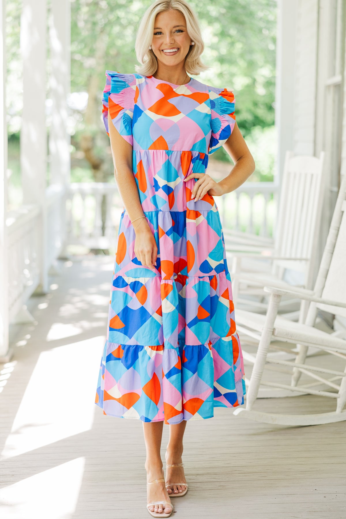 Feeling Your Best Pink Abstract Midi Dress – Shop the Mint