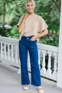 See You Soon Taupe Brown Embellished Sweater