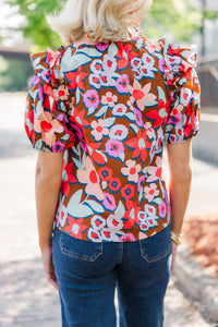 Make A Plan Brown Floral Blouse