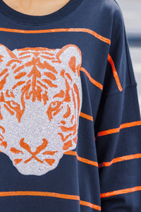 Lead The Way Navy Blue Tiger Pullover