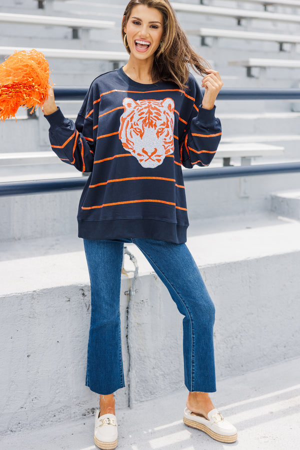 Lead The Way Navy Blue Tiger Pullover