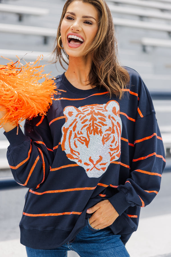 Lead The Way Navy Blue Tiger Pullover