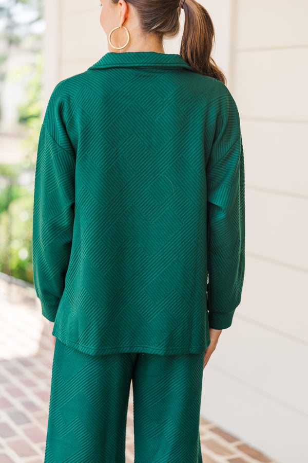 Make Your Day Forest Green Textured Top