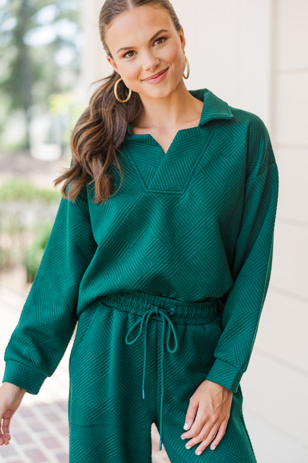 Make Your Day Forest Green Textured Top