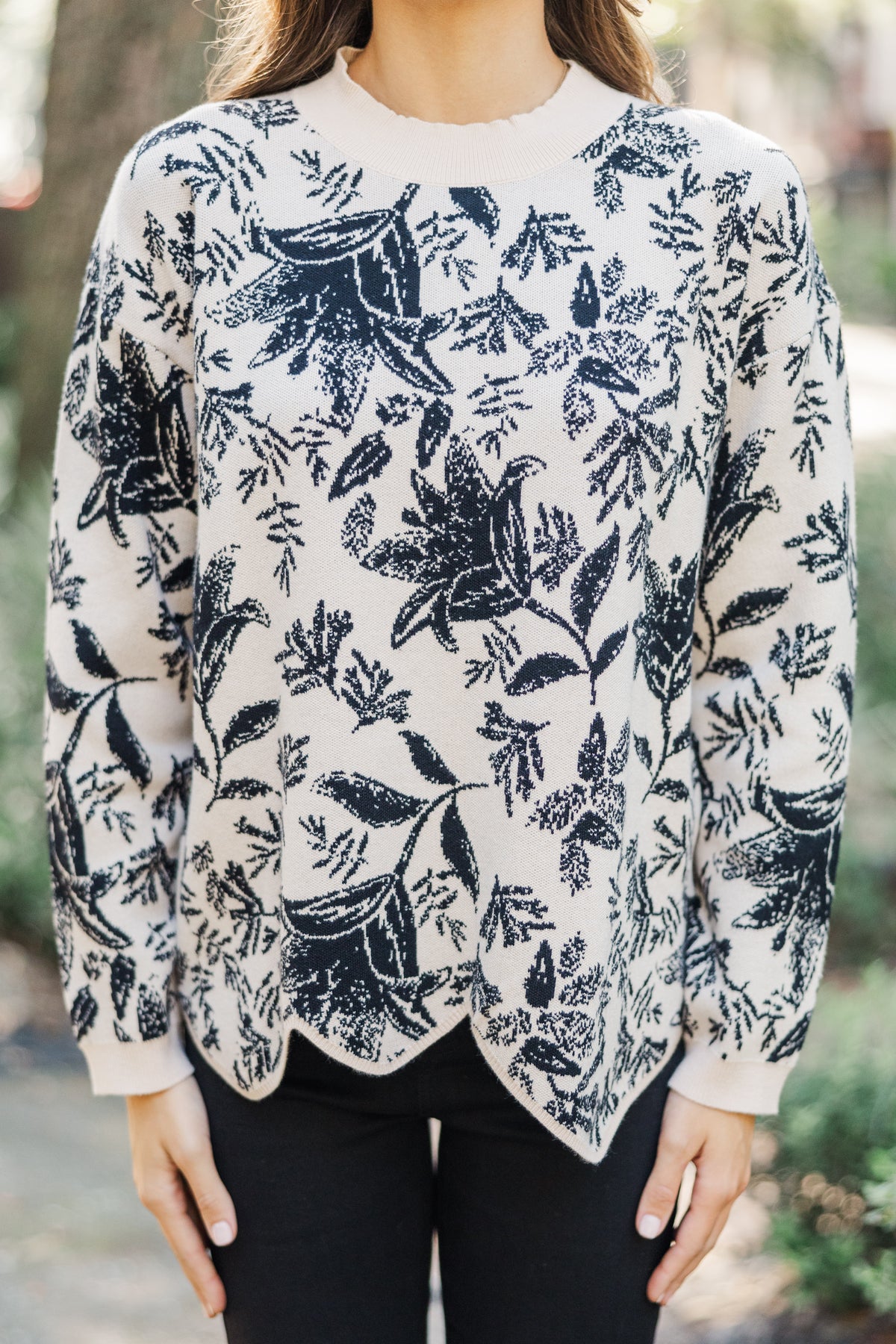Taupe Primary Floral Sweater main image 1