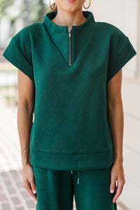 Feeling The Love Forest Green Textured Top